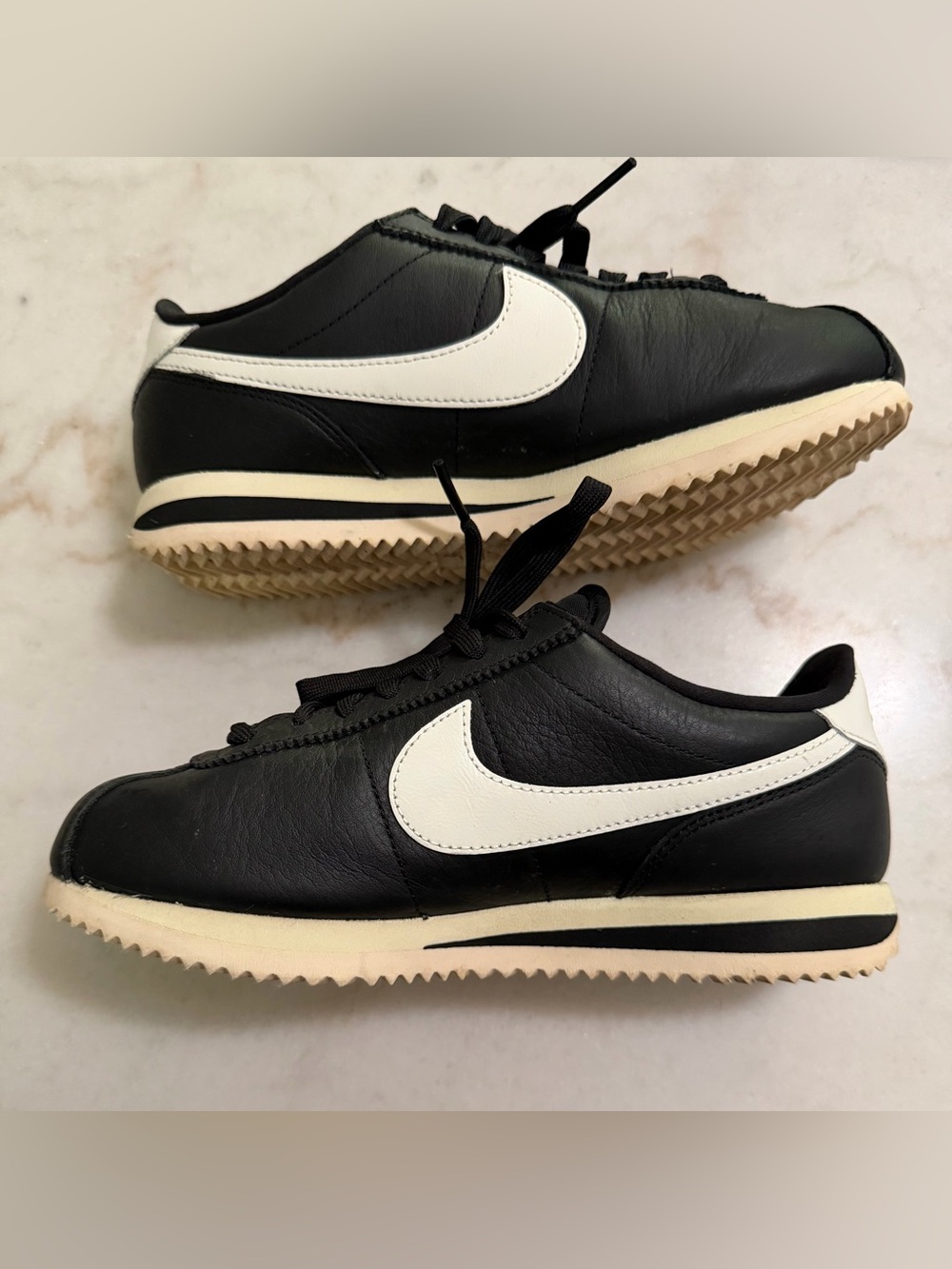Nike Cortez 23 Premium Shoes Black Sail White Sneakers FB6877-001 Womens Size 6